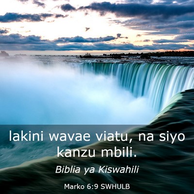 Picture 03 - Marko 6:9 SWHULB - lakini wavae viatu, na siyo kanzu - Bible Verse Picture