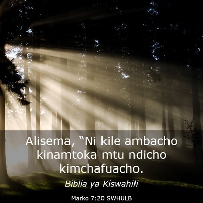 Picture 03 - Marko 7:20 SWHULB - Alisema, “Ni kile ambacho kinamtoka mtu ndicho - Bible Verse Picture
