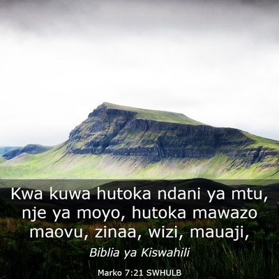 Picture 03 - Marko 7:21 SWHULB - Kwa kuwa hutoka ndani ya mtu, nje ya moyo, hutoka - Bible Verse Picture
