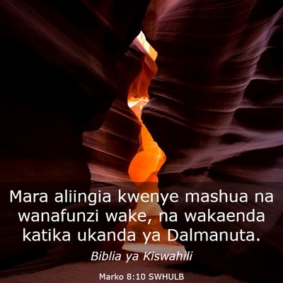 Picture 03 - Marko 8:10 SWHULB - Mara aliingia kwenye mashua na wanafunzi wake, na - Bible Verse Picture