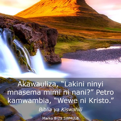 Picture 03 - Marko 8:29 SWHULB - Akawauliza, “Lakini ninyi mnasema mimi ni - Bible Verse Picture