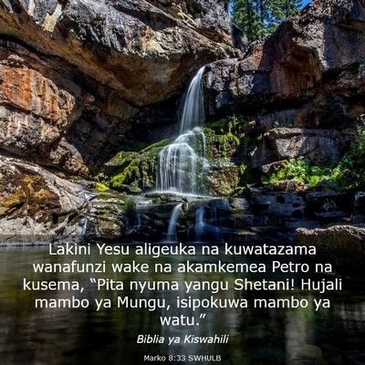 Picture 03 - Marko 8:33 SWHULB - Lakini Yesu aligeuka na kuwatazama wanafunzi wake - Bible Verse Picture