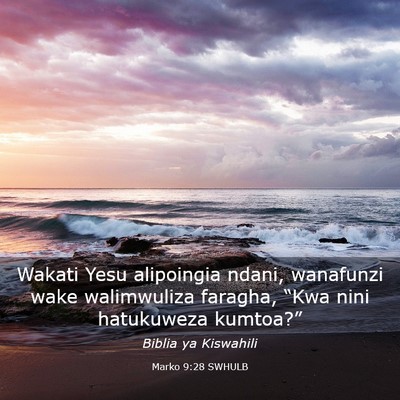 Picture 03 - Marko 9:28 SWHULB - Wakati Yesu alipoingia ndani, wanafunzi wake - Bible Verse Picture