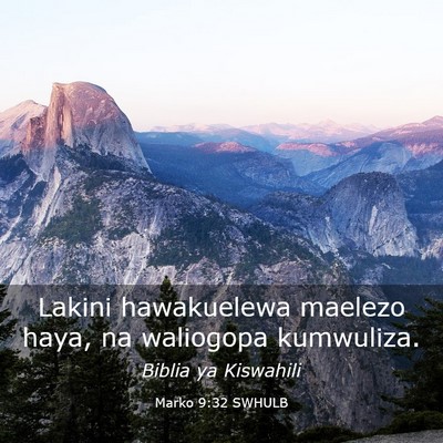 Picture 03 - Marko 9:32 SWHULB - Lakini hawakuelewa maelezo haya, na waliogopa - Bible Verse Picture