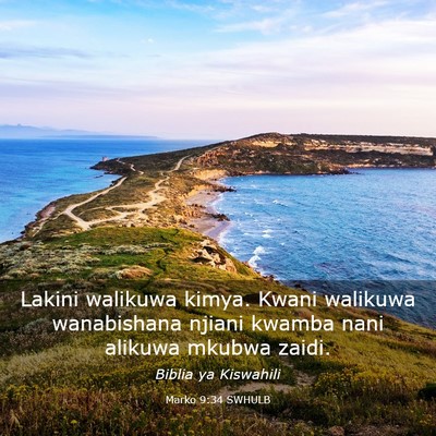 Picture 03 - Marko 9:34 SWHULB - Lakini walikuwa kimya. Kwani walikuwa wanabishana - Bible Verse Picture