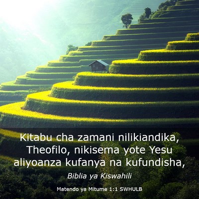 Picture 03 - Matendo ya Mitume 1:1 SWHULB - Kitabu cha zamani nilikiandika, Theofilo, - Bible Verse Picture