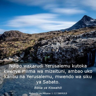 Picture 03 - Matendo ya Mitume 1:12 SWHULB - Ndipo wakarudi Yerusalemu kutoka kwenye mlima wa - Bible Verse Picture