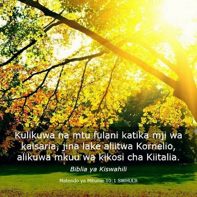Picture 03 - Matendo ya Mitume 10:1 SWHULB - Kulikuwa na mtu fulani katika mji wa kaisaria, - Bible Verse Picture