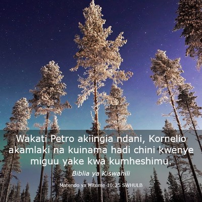 Picture 03 - Matendo ya Mitume 10:25 SWHULB - Wakati Petro akiingia ndani, Kornelio akamlaki na - Bible Verse Picture