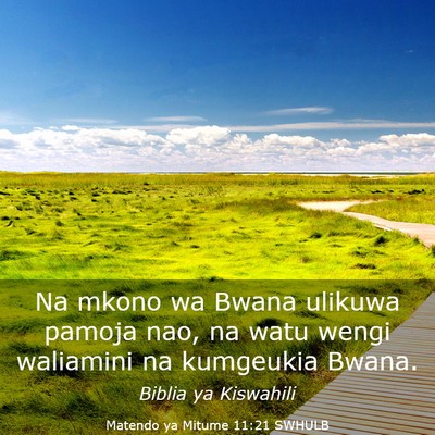 Picture 03 - Matendo ya Mitume 11:21 SWHULB - Na mkono wa Bwana ulikuwa pamoja nao, na watu - Bible Verse Picture