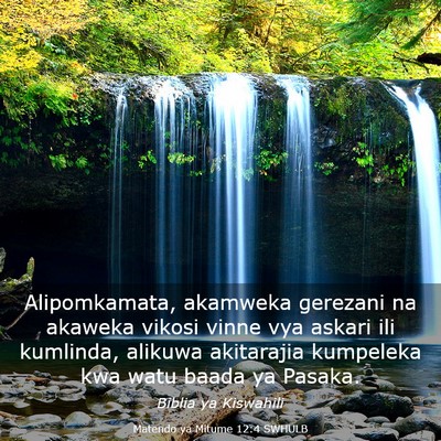 Picture 03 - Matendo ya Mitume 12:4 SWHULB - Alipomkamata, akamweka gerezani na akaweka vikosi - Bible Verse Picture