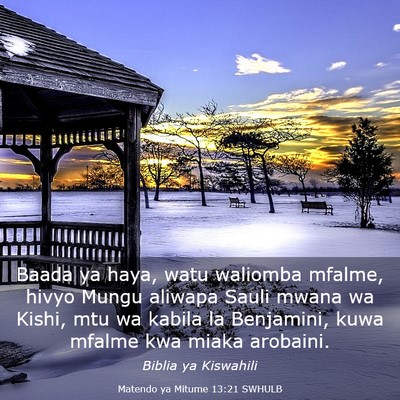 Picture 03 - Matendo ya Mitume 13:21 SWHULB - Baada ya haya, watu waliomba mfalme, hivyo Mungu - Bible Verse Picture