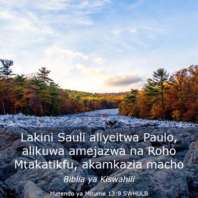 Picture 03 - Matendo ya Mitume 13:9 SWHULB - Lakini Sauli aliyeitwa Paulo, alikuwa amejazwa na - Bible Verse Picture