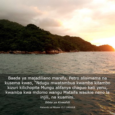 Picture 03 - Matendo ya Mitume 15:7 SWHULB - Baada ya majadiliano marefu, Petro alisimama na - Bible Verse Picture