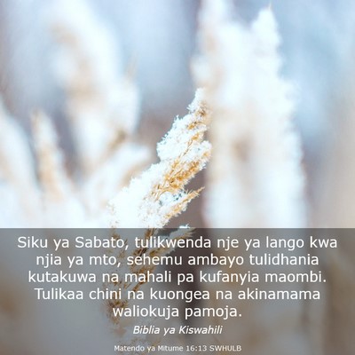 Picture 03 - Matendo ya Mitume 16:13 SWHULB - Siku ya Sabato, tulikwenda nje ya lango kwa njia - Bible Verse Picture