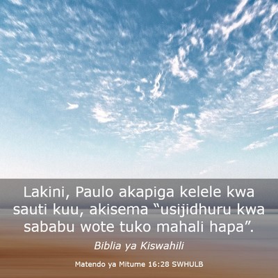 Picture 03 - Matendo ya Mitume 16:28 SWHULB - Lakini, Paulo akapiga kelele kwa sauti kuu, - Bible Verse Picture