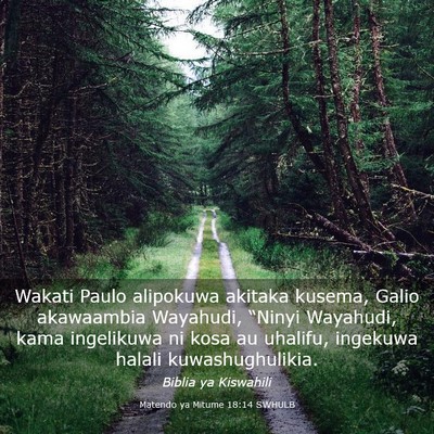 Picture 03 - Matendo ya Mitume 18:14 SWHULB - Wakati Paulo alipokuwa akitaka kusema, Galio - Bible Verse Picture