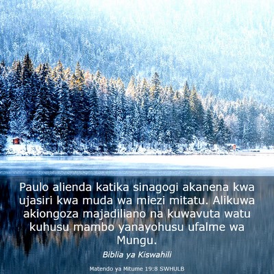 Picture 03 - Matendo ya Mitume 19:8 SWHULB - Paulo alienda katika sinagogi akanena kwa ujasiri - Bible Verse Picture