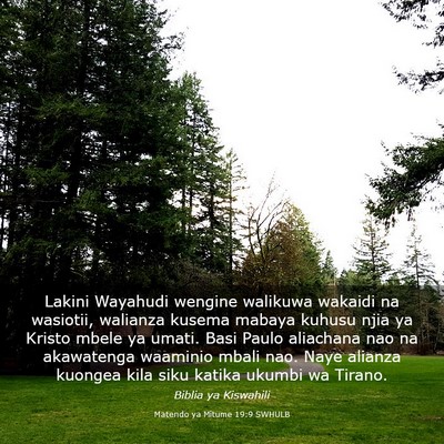 Picture 03 - Matendo ya Mitume 19:9 SWHULB - Lakini Wayahudi wengine walikuwa wakaidi na - Bible Verse Picture