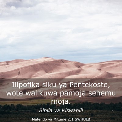 Picture 03 - Matendo ya Mitume 2:1 SWHULB - Ilipofika siku ya Pentekoste, wote walikuwa - Bible Verse Picture