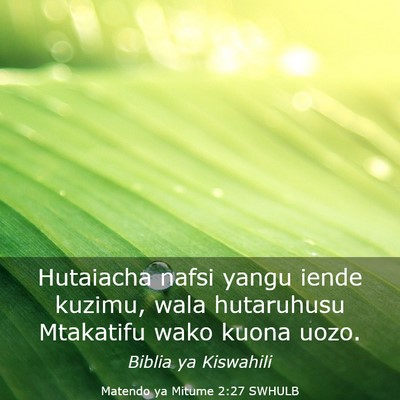 Picture 03 - Matendo ya Mitume 2:27 SWHULB - Hutaiacha nafsi yangu iende kuzimu, wala - Bible Verse Picture