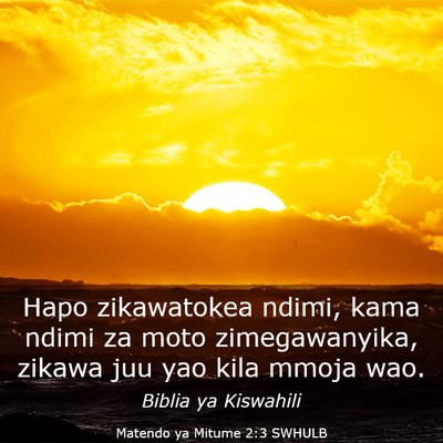 Picture 03 - Matendo ya Mitume 2:3 SWHULB - Hapo zikawatokea ndimi, kama ndimi za moto - Bible Verse Picture