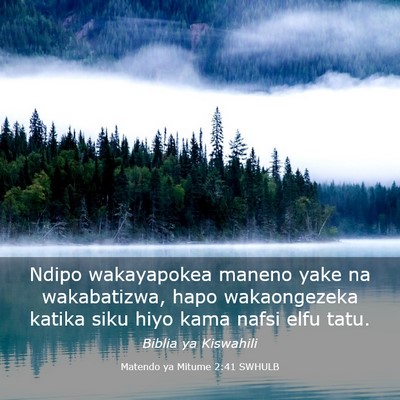 Picture 03 - Matendo ya Mitume 2:41 SWHULB - Ndipo wakayapokea maneno yake na wakabatizwa, - Bible Verse Picture