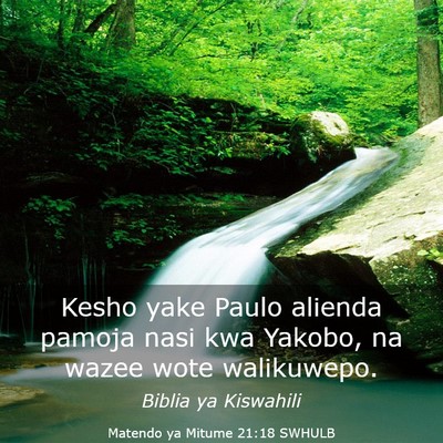 Picture 03 - Matendo ya Mitume 21:18 SWHULB - Kesho yake Paulo alienda pamoja nasi kwa Yakobo, - Bible Verse Picture