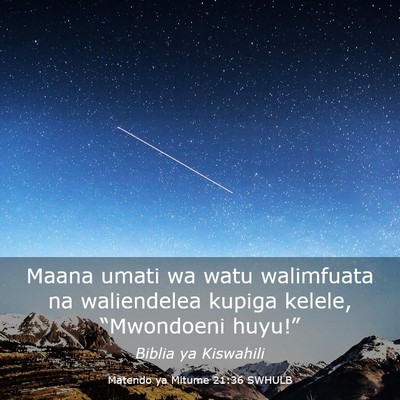Picture 03 - Matendo ya Mitume 21:36 SWHULB - Maana umati wa watu walimfuata na waliendelea - Bible Verse Picture