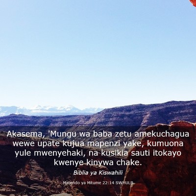 Picture 03 - Matendo ya Mitume 22:14 SWHULB - Akasema, 'Mungu wa baba zetu amekuchagua wewe - Bible Verse Picture