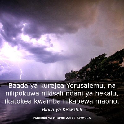 Picture 03 - Matendo ya Mitume 22:17 SWHULB - Baada ya kurejea Yerusalemu, na nilipokuwa - Bible Verse Picture