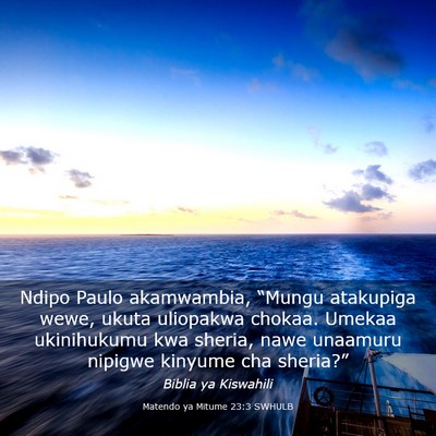 Picture 03 - Matendo ya Mitume 23:3 SWHULB - Ndipo Paulo akamwambia, “Mungu atakupiga wewe, - Bible Verse Picture