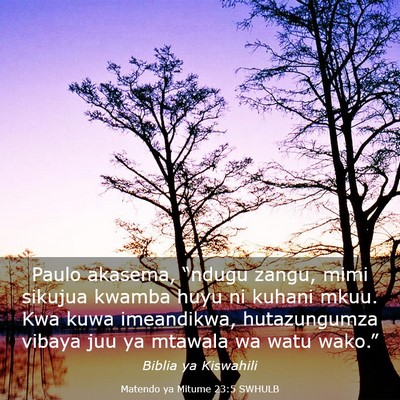 Picture 03 - Matendo ya Mitume 23:5 SWHULB - Paulo akasema, “ndugu zangu, mimi sikujua - Bible Verse Picture