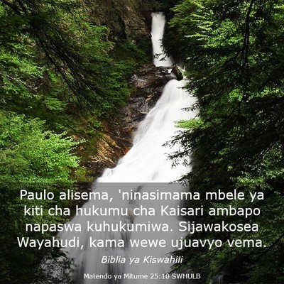 Picture 03 - Matendo ya Mitume 25:10 SWHULB - Paulo alisema, 'ninasimama mbele ya kiti cha - Bible Verse Picture