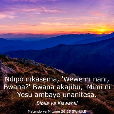 Picture 03 - Matendo ya Mitume 26:15 SWHULB - Ndipo nikasema, 'Wewe ni nani, Bwana?' Bwana - Bible Verse Picture
