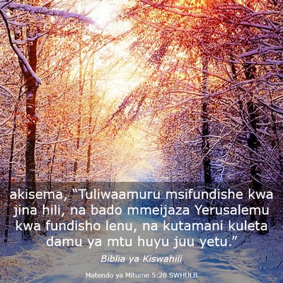Picture 03 - Matendo ya Mitume 5:28 SWHULB - akisema, “Tuliwaamuru msifundishe kwa jina - Bible Verse Picture