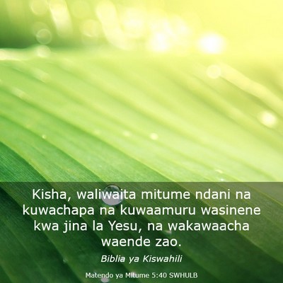 Picture 03 - Matendo ya Mitume 5:40 SWHULB - Kisha, waliwaita mitume ndani na kuwachapa na - Bible Verse Picture