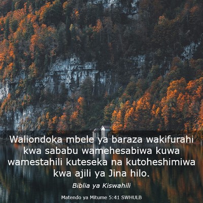 Picture 03 - Matendo ya Mitume 5:41 SWHULB - Waliondoka mbele ya baraza wakifurahi kwa sababu - Bible Verse Picture