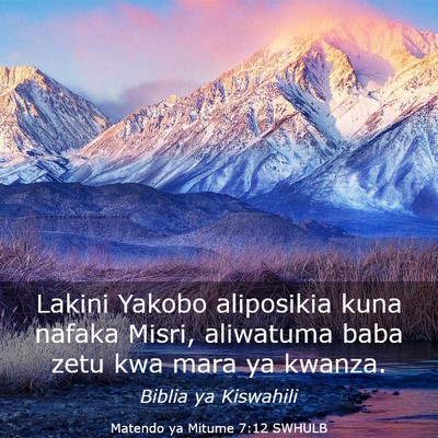 Picture 03 - Matendo ya Mitume 7:12 SWHULB - Lakini Yakobo aliposikia kuna nafaka Misri, - Bible Verse Picture