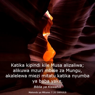 Picture 03 - Matendo ya Mitume 7:20 SWHULB - Katika kipindi kile Musa alizaliwa; alikuwa mzuri - Bible Verse Picture