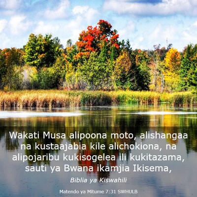 Picture 03 - Matendo ya Mitume 7:31 SWHULB - Wakati Musa alipoona moto, alishangaa na - Bible Verse Picture
