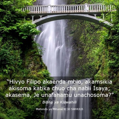 Picture 03 - Matendo ya Mitume 8:30 SWHULB - “Hivyo Filipo akaenda mbio, akamsikia akisoma - Bible Verse Picture
