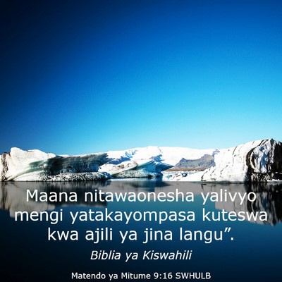 Picture 03 - Matendo ya Mitume 9:16 SWHULB - Maana nitawaonesha yalivyo mengi yatakayompasa - Bible Verse Picture