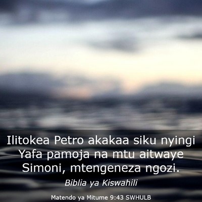 Picture 03 - Matendo ya Mitume 9:43 SWHULB - Ilitokea Petro akakaa siku nyingi Yafa pamoja na - Bible Verse Picture