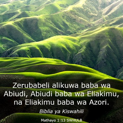 Picture 03 - Mathayo 1:13 SWHULB - Zerubabeli alikuwa baba wa Abiudi, Abiudi baba wa - Bible Verse Picture