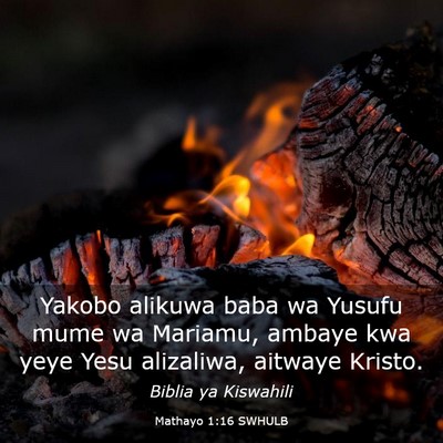 Picture 03 - Mathayo 1:16 SWHULB - Yakobo alikuwa baba wa Yusufu mume wa Mariamu, - Bible Verse Picture