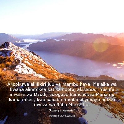 Picture 03 - Mathayo 1:20 SWHULB - Alipokuwa akifikiri juu ya mambo haya, Malaika wa - Bible Verse Picture