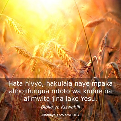 Picture 03 - Mathayo 1:25 SWHULB - Hata hivyo, hakulala naye mpaka alipojifungua - Bible Verse Picture