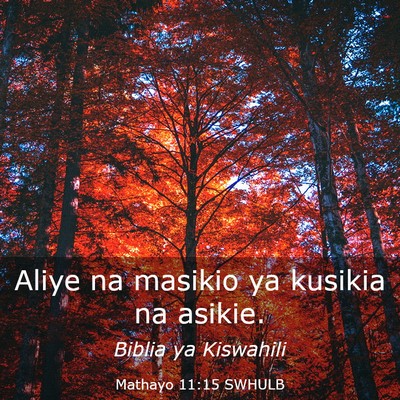 Picture 03 - Mathayo 11:15 SWHULB - Aliye na masikio ya kusikia na - Bible Verse Picture