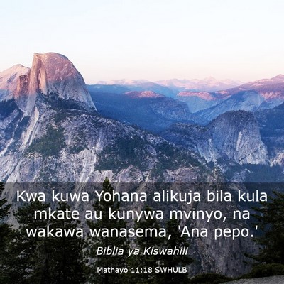 Picture 03 - Mathayo 11:18 SWHULB - Kwa kuwa Yohana alikuja bila kula mkate au kunywa - Bible Verse Picture